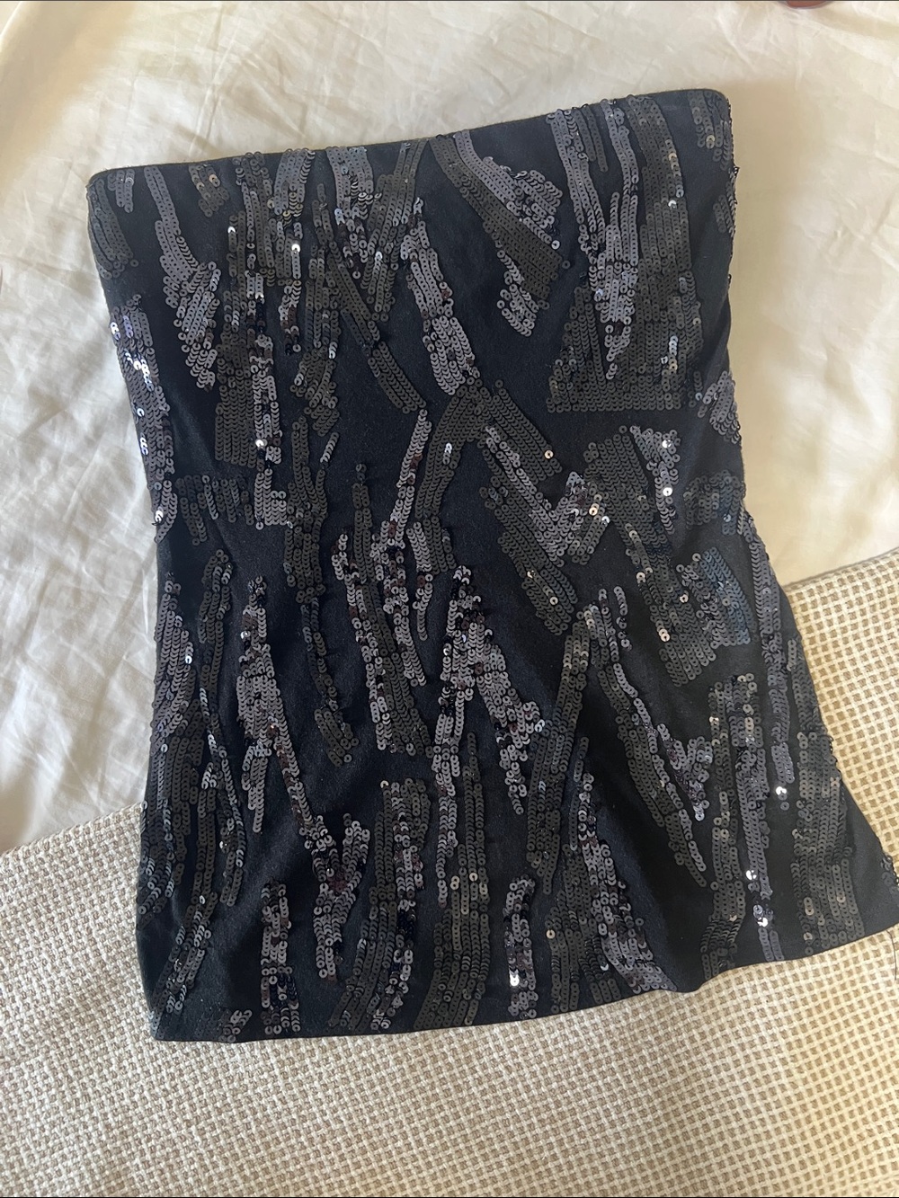 Express Black Sequin Strapless Top